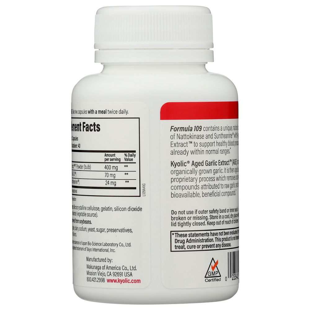 KYOLIC: Aged Garlic Extract Blood Pressure Health Formula 109, 80 Cp
