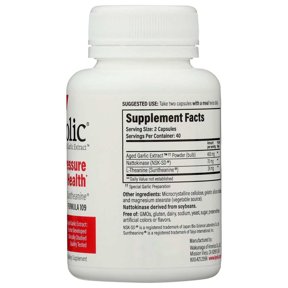 KYOLIC: Aged Garlic Extract Blood Pressure Health Formula 109, 80 Cp