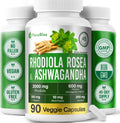 Rhodiola Rosea 2000mg with Ashwagandha KSM-66, L-Theanine, Holy Basil & BioPerine - High Potency Vegan Capsules