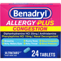BENADRYL® Allergy + Congestion 10 mg - 25 mg Tablet CPLT, 24 EA