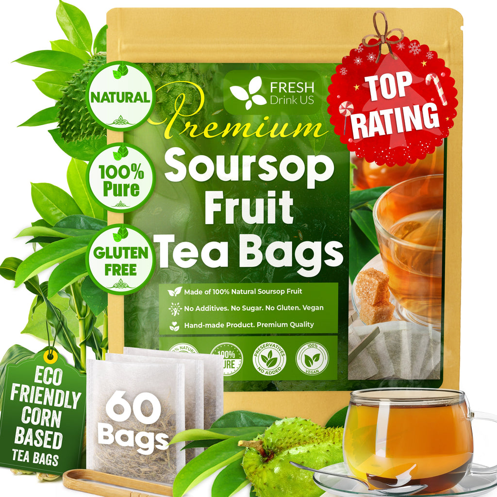 Premium Soursop Graviola Fruit Tea Bags, Tea Powder, 100% Natural and Pure from Soursop Fruits, Handmade, Made With Natural Materials-Corn Fiber Tea Bag, Sugar/Caffeine/Gluten Free, Hoja Guanabana Tea